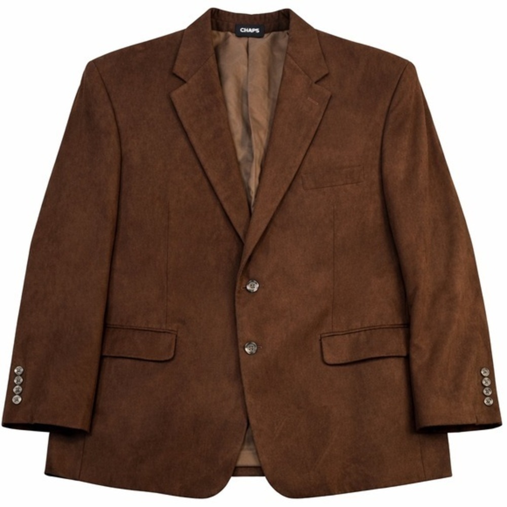 Chaps Brown Suede Look Blazer 50R Western Cowboy Sport Coat Faux Suede Jacket